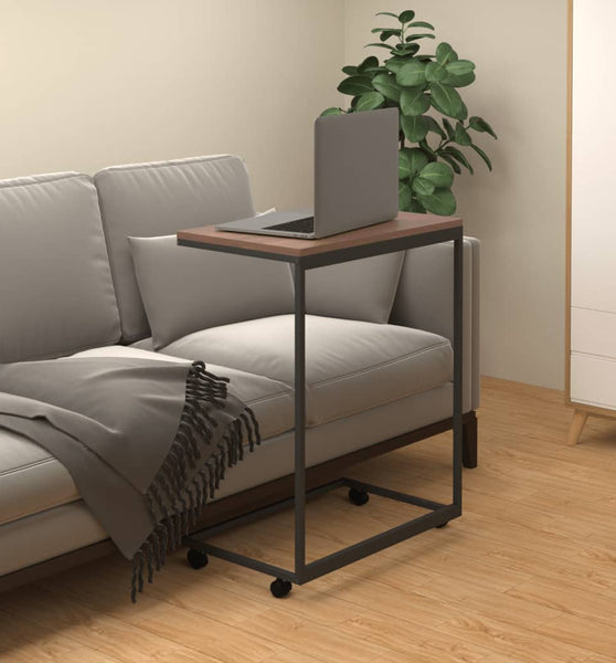 Beistelltisch mit Rollen Schwarz 55x35x70 cm Holzwerkstoff