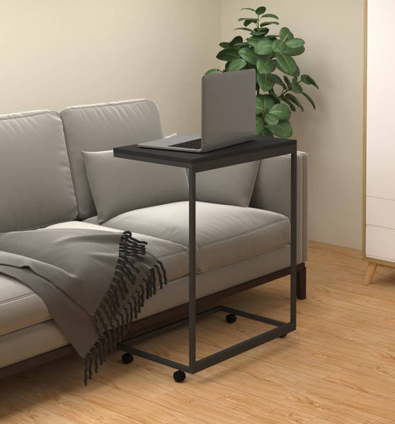 Beistelltisch mit Rollen Schwarz 55x35x70 cm Holzwerkstoff