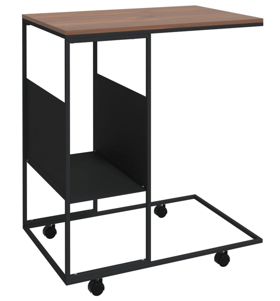 Beistelltisch mit Rollen Schwarz 55x36x63,5 cm Holzwerkstoff