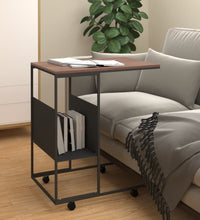 Beistelltisch mit Rollen Schwarz 55x36x63,5 cm Holzwerkstoff