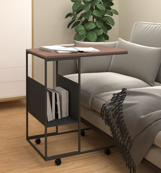 Beistelltisch mit Rollen Schwarz 55x36x63,5 cm Holzwerkstoff