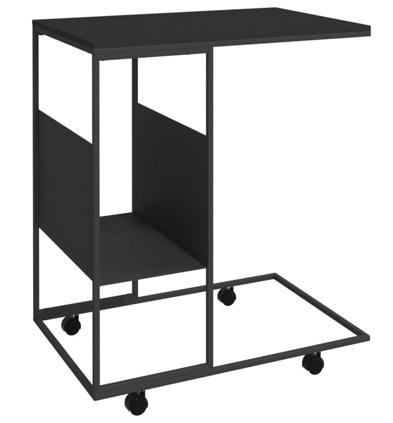 Beistelltisch mit Rollen Schwarz 55x36x63,5 cm Holzwerkstoff