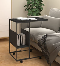 Beistelltisch mit Rollen Schwarz 55x36x63,5 cm Holzwerkstoff
