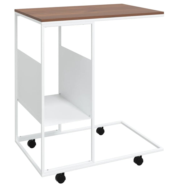 Beistelltisch mit Rollen Weiß 55x36x63,5 cm Holzwerkstoff