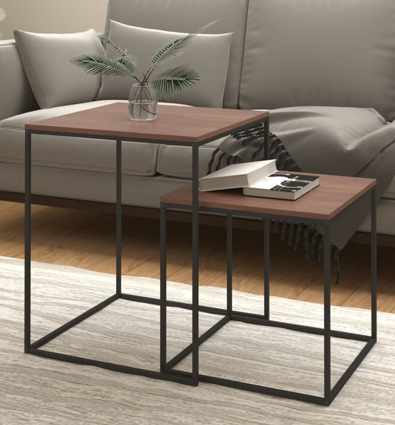 Couchtisch-Set 2-tlg. Holzwerkstoff und Metall