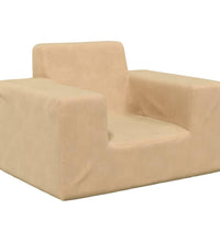 Kindersofa Creme Weich Plüsch