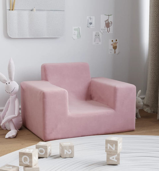 Kindersofa Rosa Weich Plüsch