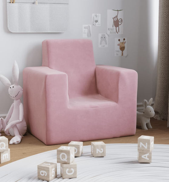 Kindersofa Rosa Weich Plüsch