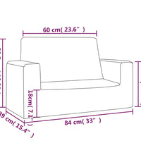 Kindersofa 2-Sitzer Creme Weich Plüsch