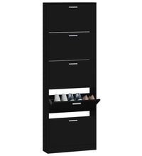 Schuhschrank Schwarz 59x17x169 cm Holzwerkstoff