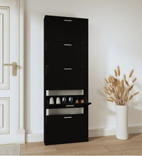 Schuhschrank Schwarz 59x17x169 cm Holzwerkstoff