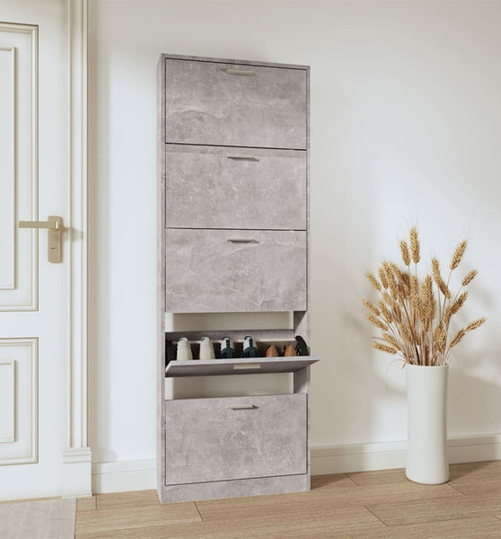 Schuhschrank Betongrau 59x17x169 cm Holzwerkstoff