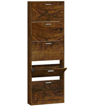 Schuhschrank Räuchereiche 59x17x169 cm Holzwerkstoff