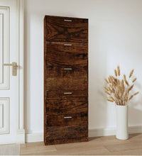 Schuhschrank Räuchereiche 59x17x169 cm Holzwerkstoff