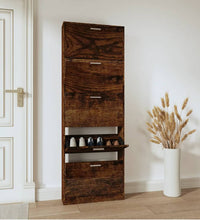 Schuhschrank Räuchereiche 59x17x169 cm Holzwerkstoff