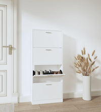 Schuhschrank Weiß 59x17x150 cm Holzwerkstoff