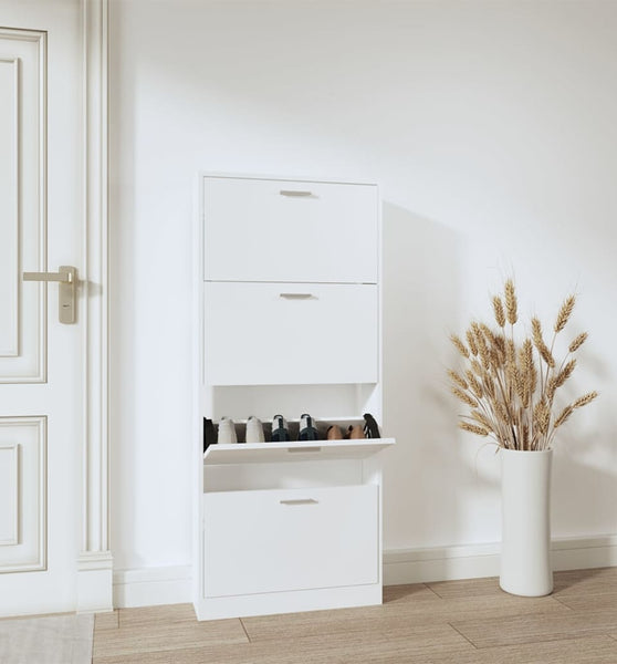 Schuhschrank Weiß 59x17x150 cm Holzwerkstoff