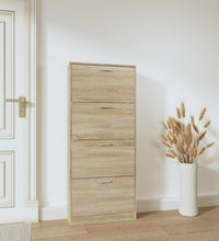 Schuhschrank Eichen-Optik 59x17x150 cm Holzwerkstoff