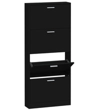 Schuhschrank Schwarz 59x17x150 cm Holzwerkstoff