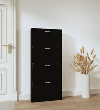 Schuhschrank Schwarz 59x17x150 cm Holzwerkstoff