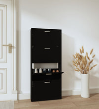 Schuhschrank Schwarz 59x17x150 cm Holzwerkstoff