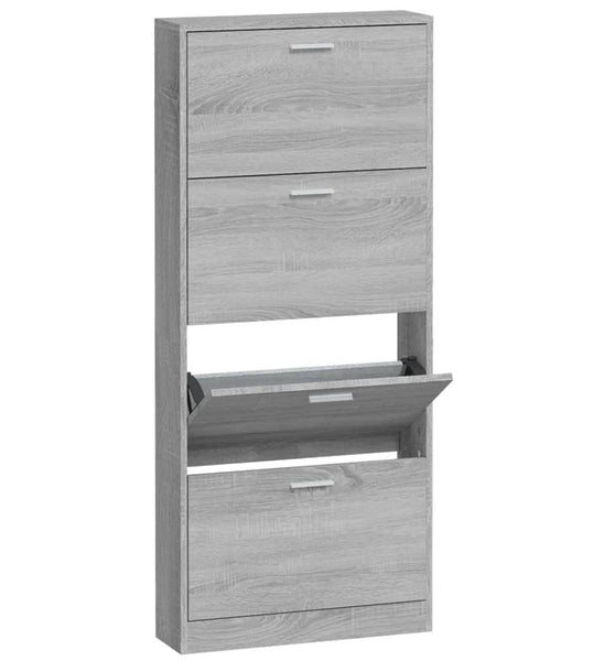 Schuhschrank Grau Sonoma 59x17x150 cm Holzwerkstoff