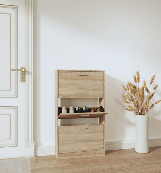 Schuhschrank Eichen-Optik 59x17x108 cm Holzwerkstoff