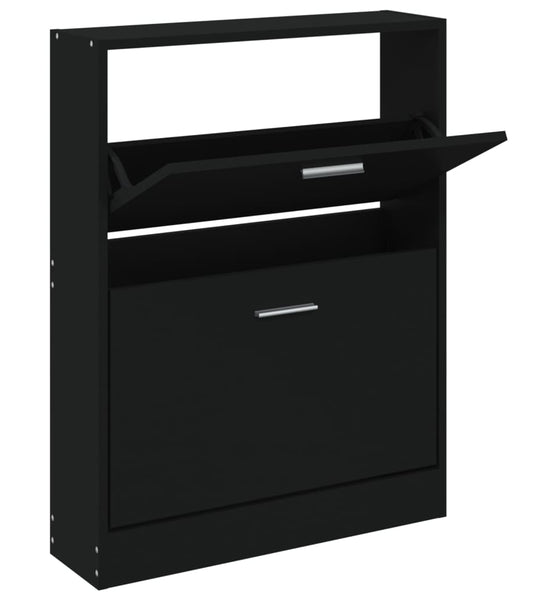 Schuhschrank Schwarz 59x17x81 cm Holzwerkstoff
