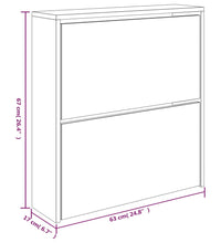 Schuhschrank mit Spiegel 2 Fächer Schwarz 63x17x67 cm