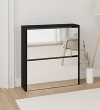 Schuhschrank mit Spiegel 2 Fächer Schwarz 63x17x67 cm