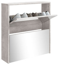 Schuhschrank mit Spiegel 2 Fächer Betongrau 63x17x67 cm