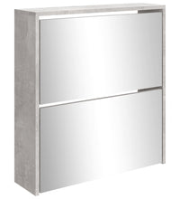 Schuhschrank mit Spiegel 2 Fächer Betongrau 63x17x67 cm