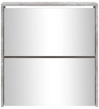 Schuhschrank mit Spiegel 2 Fächer Betongrau 63x17x67 cm