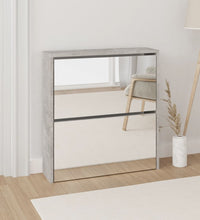 Schuhschrank mit Spiegel 2 Fächer Betongrau 63x17x67 cm