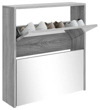 Schuhschrank mit Spiegel 2 Fächer Grau Sonoma 63x17x67 cm