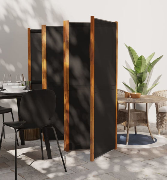 6-tlg. Raumteiler Schwarz 420x180 cm