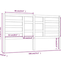 Bett-Kopfteil Grau 186x4x104 cm Massivholz Kiefer