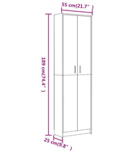 Garderobenschrank Grau Sonoma 55x25x189 cm Holzwerkstoff