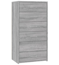 Sideboard mit 6 Schubladen Grau Sonoma 50x34x96cm Holzwerkstoff