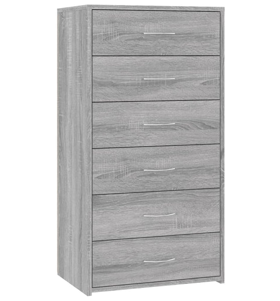 Sideboard mit 6 Schubladen Grau Sonoma 50x34x96cm Holzwerkstoff