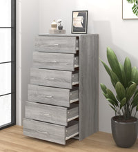 Sideboard mit 6 Schubladen Grau Sonoma 50x34x96cm Holzwerkstoff