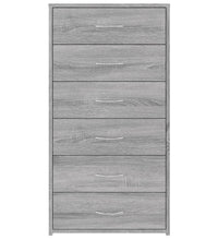 Sideboard mit 6 Schubladen Grau Sonoma 50x34x96cm Holzwerkstoff