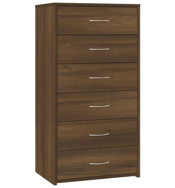 Sideboard mit 6 Schubladen Braun Eichen-Optik 50x34x96 cm