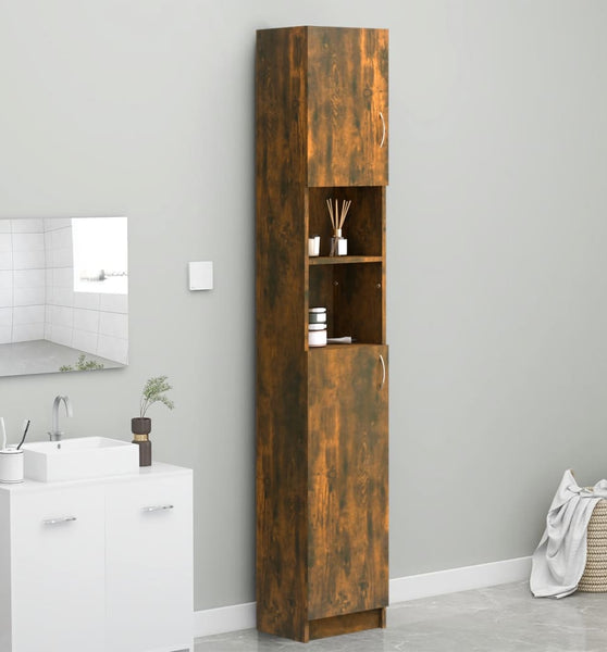Badezimmerschrank Räuchereiche 32x25,5x190 cm Holzwerkstoff