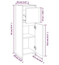 Badezimmerschrank Räuchereiche 30x30x95 cm Holzwerkstoff