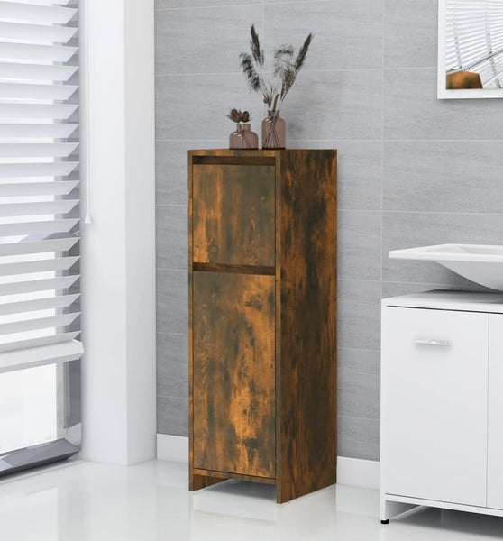 Badezimmerschrank Räuchereiche 30x30x95 cm Holzwerkstoff
