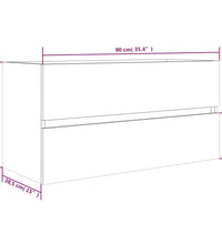 Waschbeckenunterschrank Eichen-Optik 90x38,5x45cm Holzwerkstoff