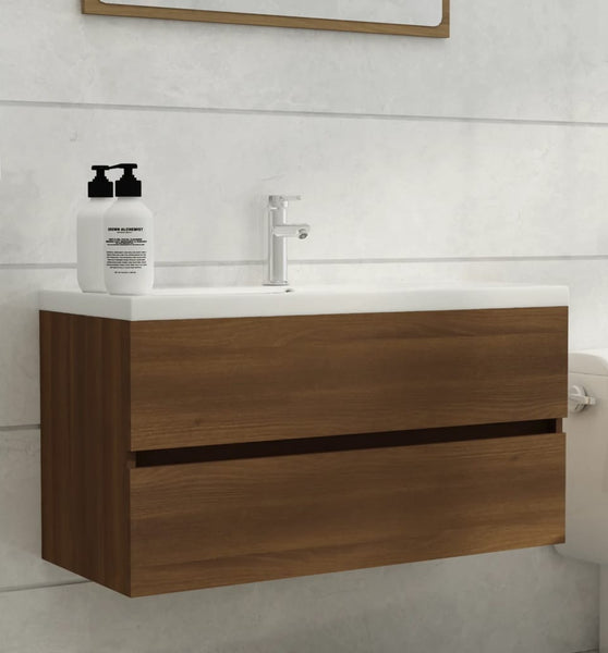 Waschbeckenunterschrank Eichen-Optik 90x38,5x45cm Holzwerkstoff