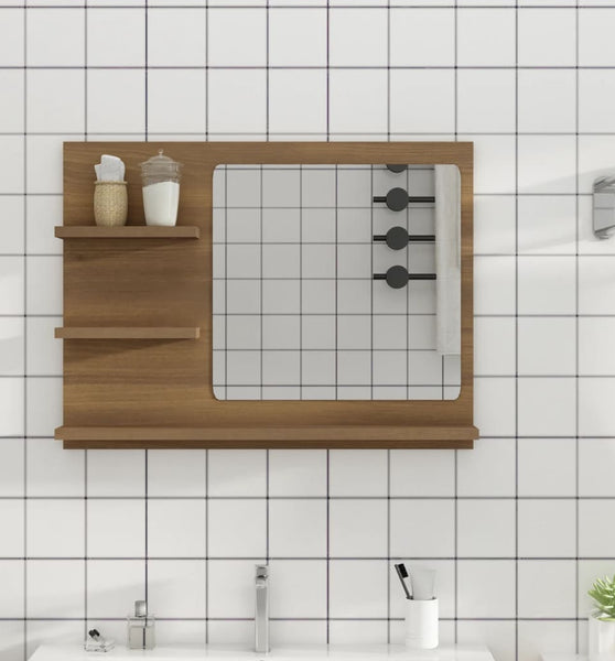 Badspiegel Braun Eiche-Optik 60x10,5x45 cm Holzwerkstoff