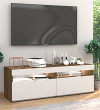 TV-Schränke 2Stk mit LED-Leuchten Braun Eichen-Optik 60x35x40cm